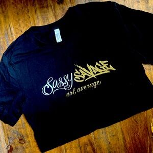Black T-Shirt with Gold Graphic